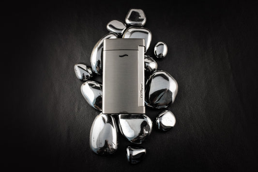 S.t. Dupont Slim 7 jet lighter with brushed gunmetal finish.