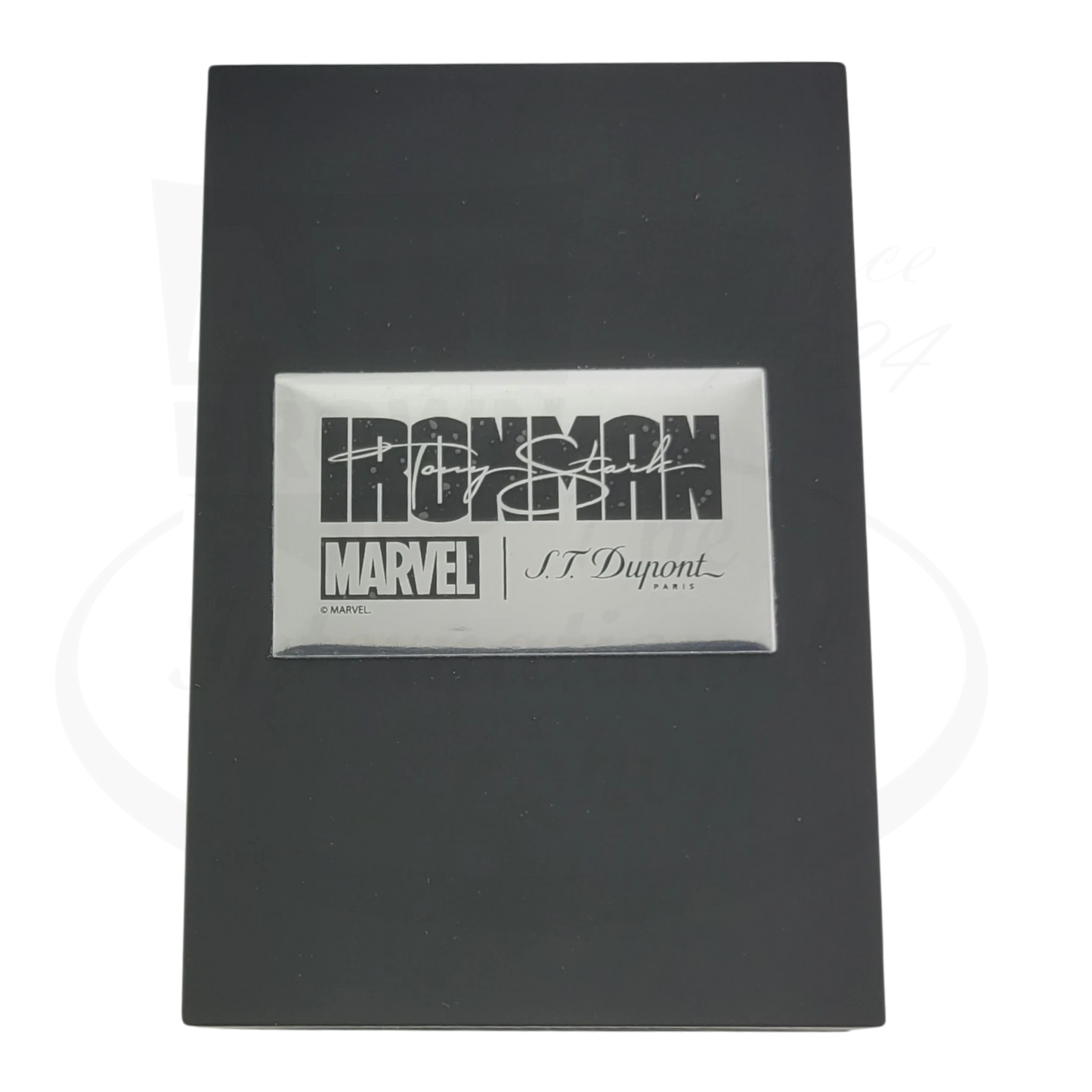 S.T. Dupont Tony Stark Cufflinks 005522 palladium brass navy leather hexagonal with engraved signature in black box