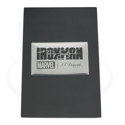 S.T. Dupont Tony Stark Cufflinks 005522 palladium brass navy leather hexagonal with engraved signature in black box