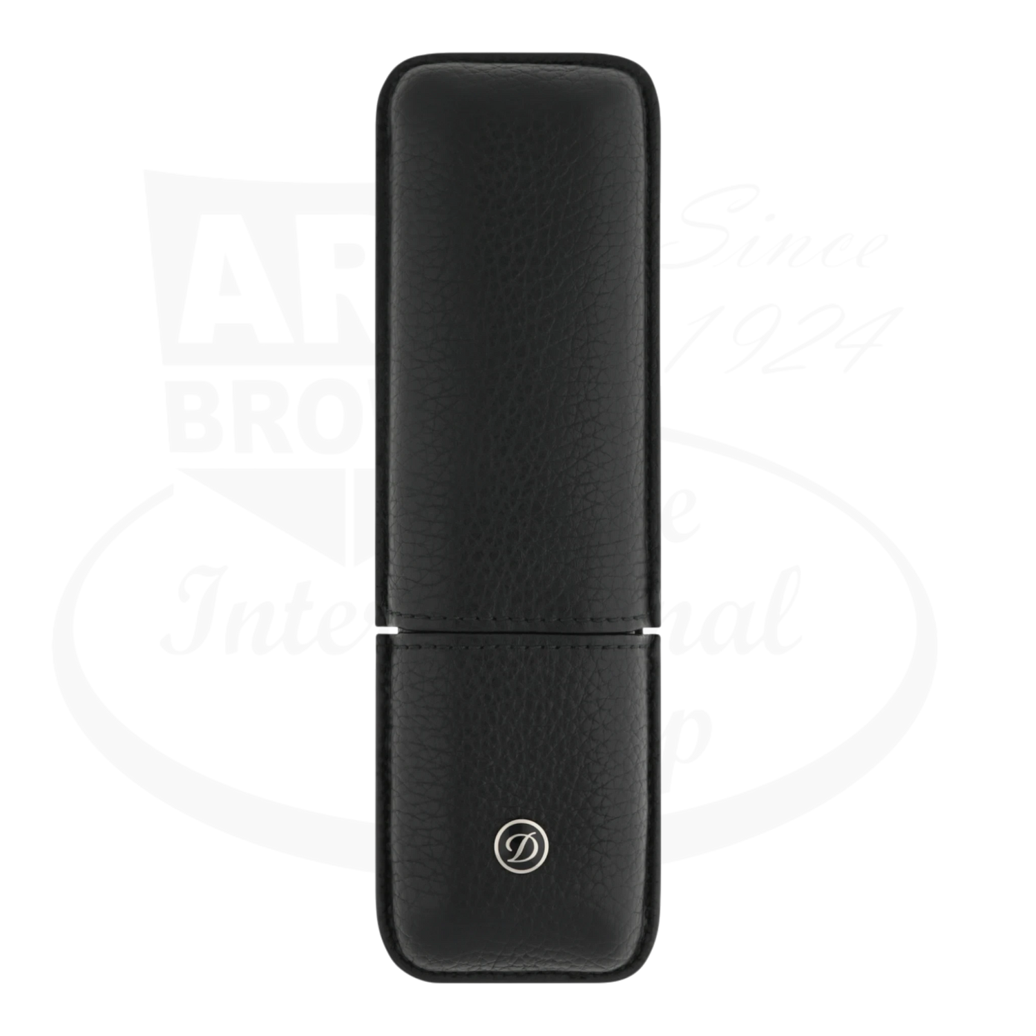 S.T. Dupont Black Soft Leather 2-Pen Case 007131 grained calf leather black sleek structured design with palladium emblem