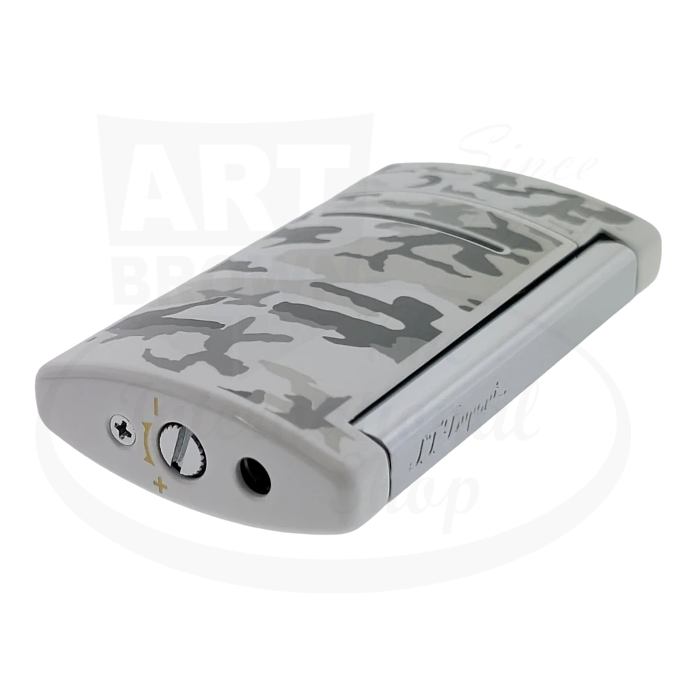 S.T. Dupont minijet torch lighter with white camoflague pattern side view 
