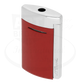 S.T. Dupont Minijet torch lighter with brilliant red lacquer and chrome finish seen from the side