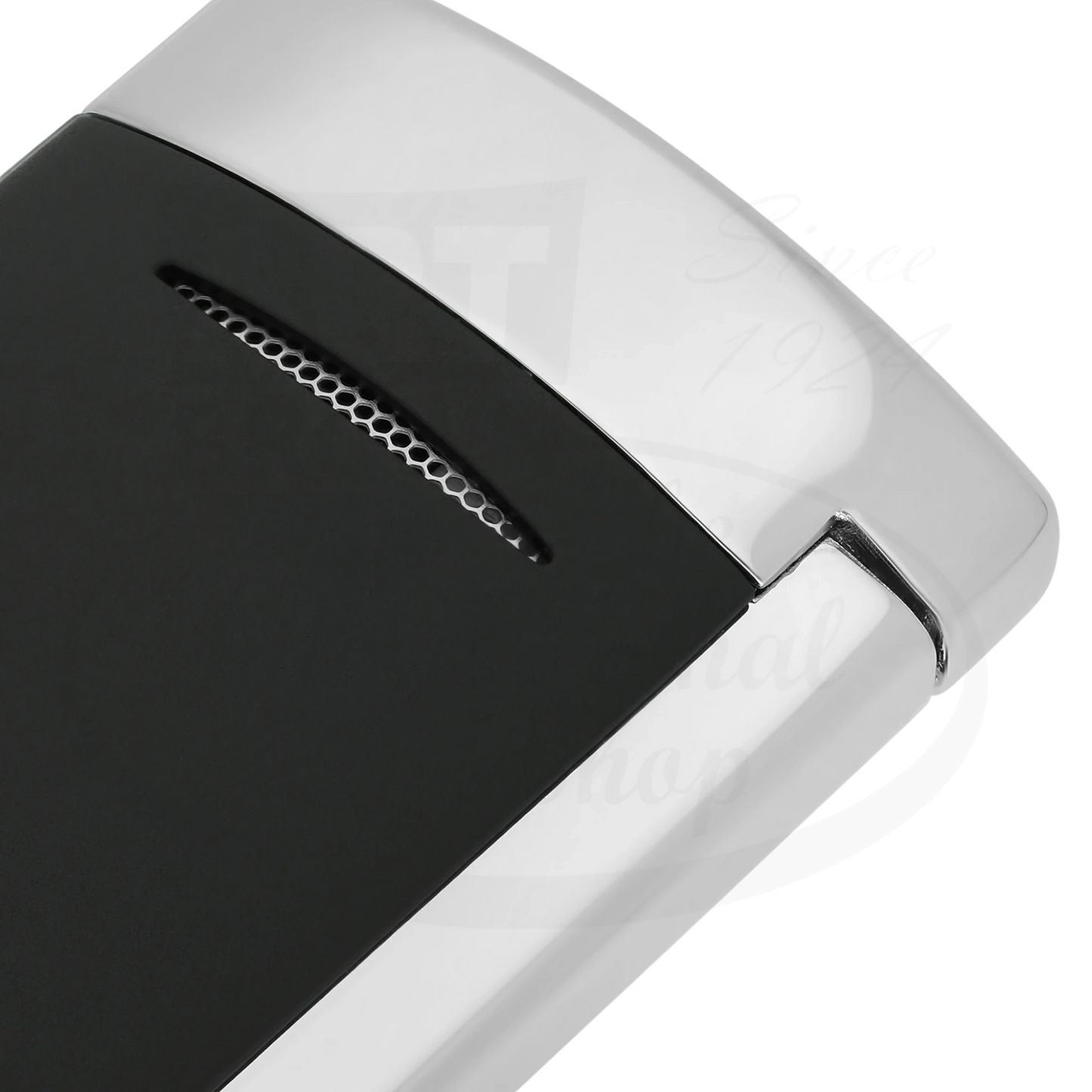 S.T. Dupont New Minijet 010815 metal and matte black compact lighter with ergonomic sleek design and silver chrome accents