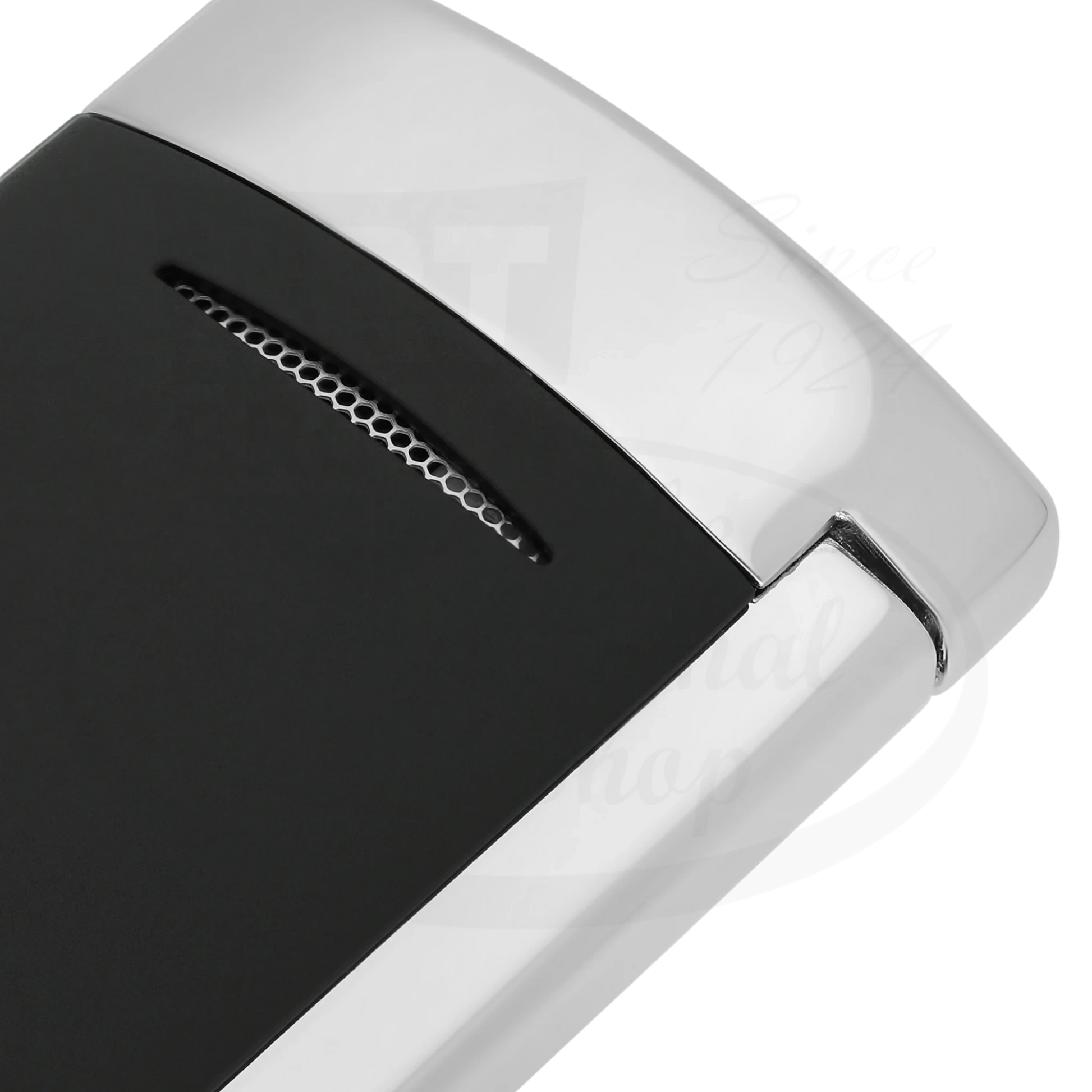 S.T. Dupont New Minijet 010815 metal and matte black compact lighter with ergonomic sleek design and silver chrome accents