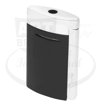 S.T. Dupont New Minijet 010815 metal lighter with matte black front and silver sides compact ergonomic design