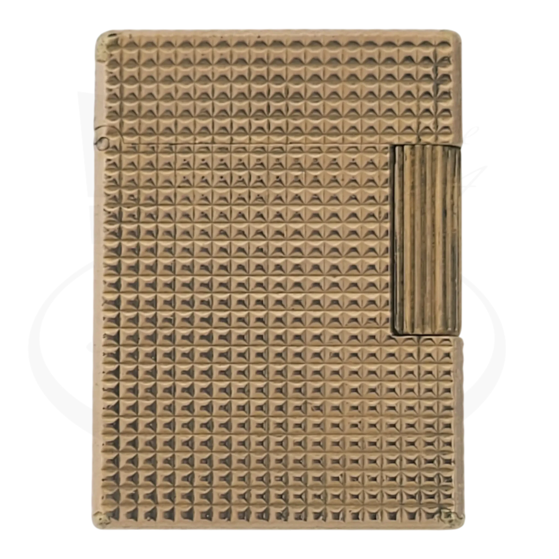 S.T. Dupont Ligne 1 BS 012110 gold metal lighter with textured diamond pattern and ridged ignition wheel