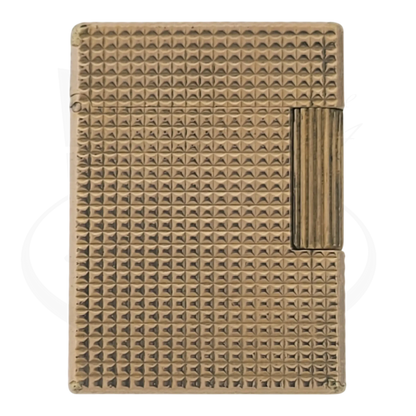 S.T. Dupont Ligne 1 BS 012110 gold metal lighter with textured diamond pattern and ridged ignition wheel