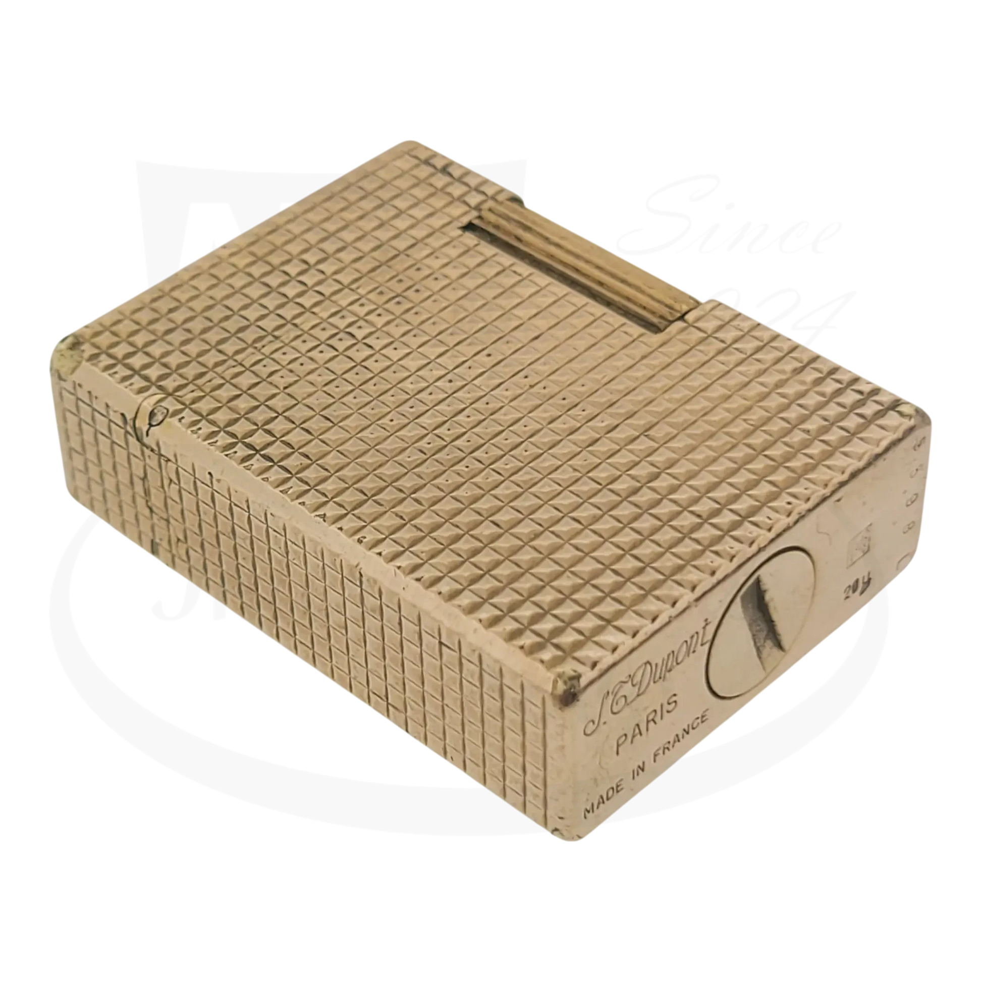 S.T. Dupont Ligne 1 BS 012110 gold plated brass lighter with diamond textured finish compact design