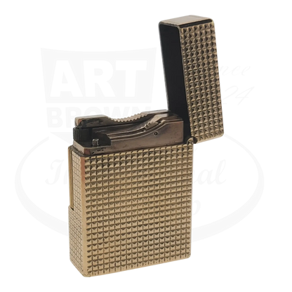 S.T. Dupont Ligne 1 BS 012110 gold metal vintage lighter with textured diamond pattern and open lid