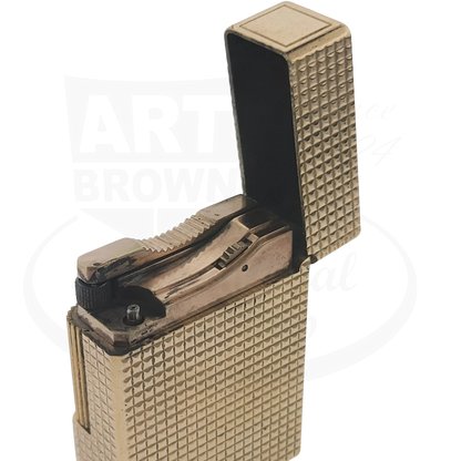S.T. Dupont Ligne 1 BS 012110 gold plated brass lighter with diamond pattern textured finish open lid