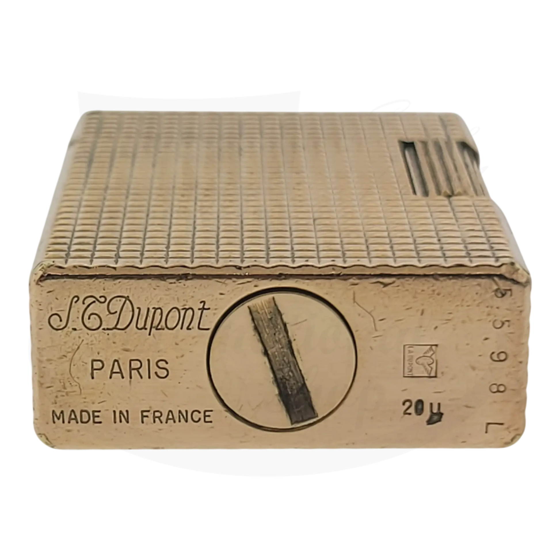 S.T. Dupont Ligne 1 BS 012110 gold metal vintage diamond patterned lighter with engraved details