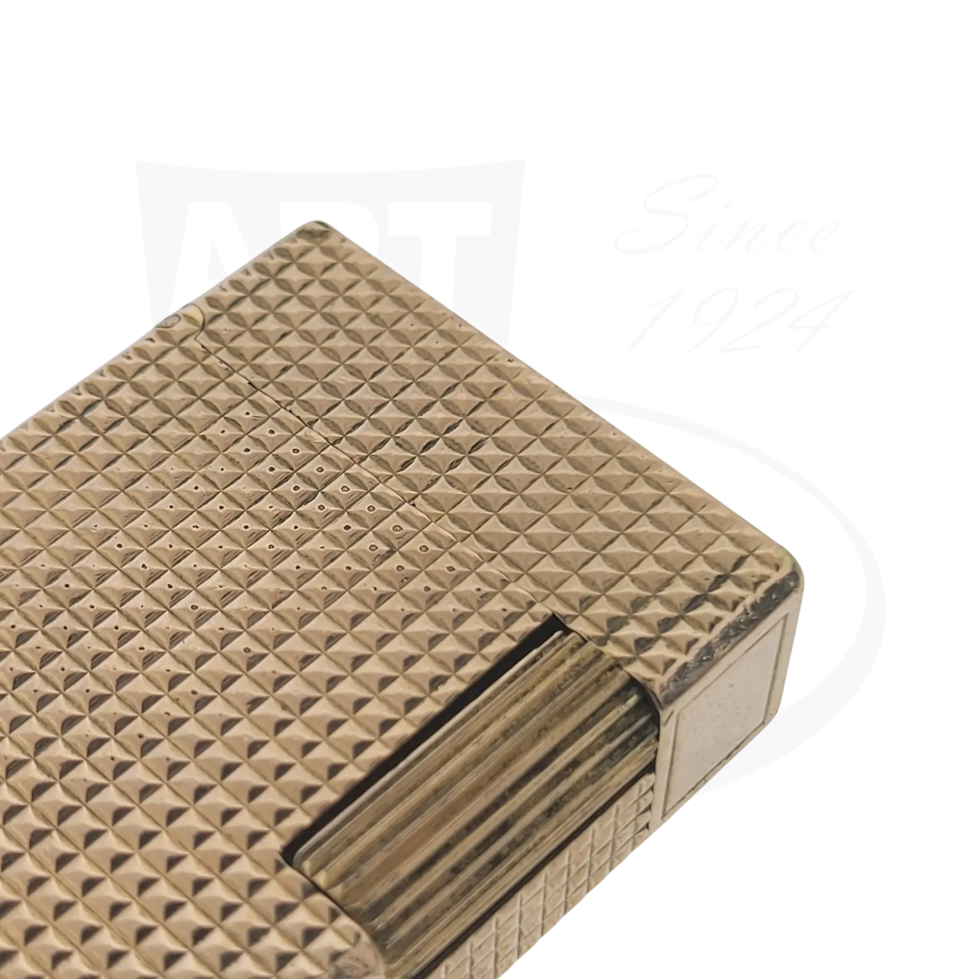 S.T. Dupont Ligne 1 BS 012110 Vintage gold lighter with diamond head pattern and textured metal finish
