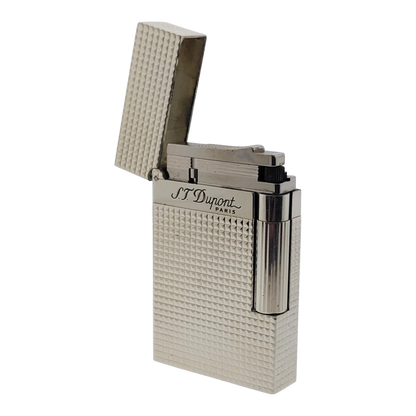 Preowned S.T. Dupont Ligne 2 Diamond Head Silver Lighter, 016184-D1
