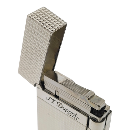 Preowned S.T. Dupont Ligne 2 Diamond Head Silver Lighter, 016184-D1