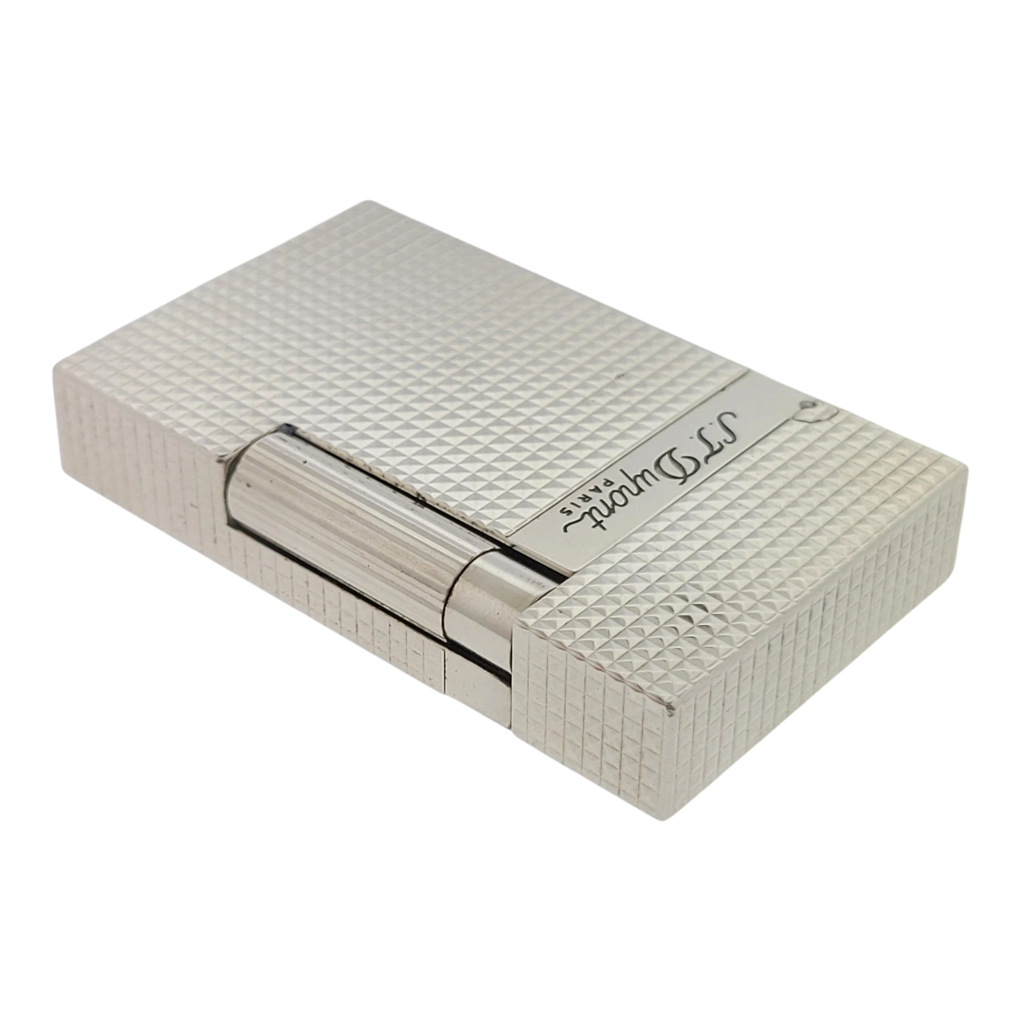Preowned S.T. Dupont Ligne 2 Diamond Head Silver Lighter, 016184-D1