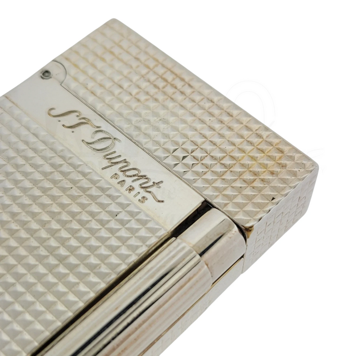 Preowned S.T. Dupont Ligne 2 Diamond Head Silver Lighter, 016184-D2