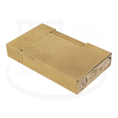S.T. Dupont Ligne 2 016211 gold metal luxury lighter with textured diamondhead pattern finish