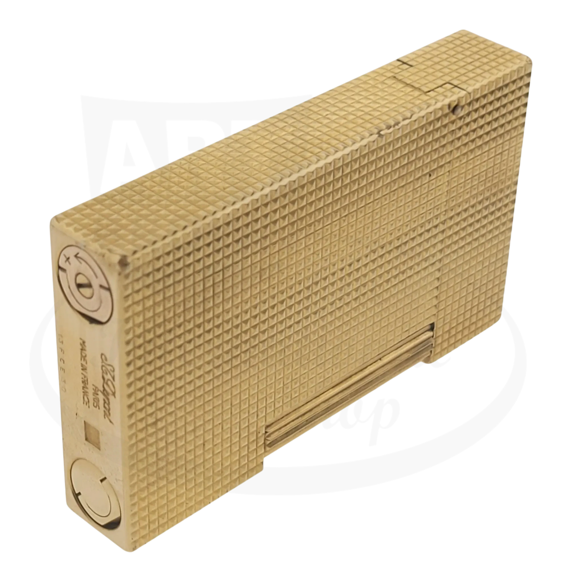 S.T. Dupont Ligne 2 016211 gold metal rectangular vintage diamondhead textured lighter