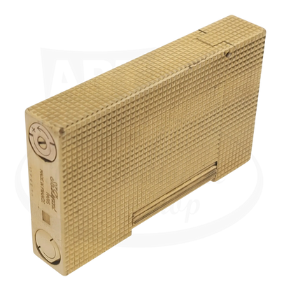 S.T. Dupont Ligne 2 016211 gold metal rectangular vintage diamondhead textured lighter