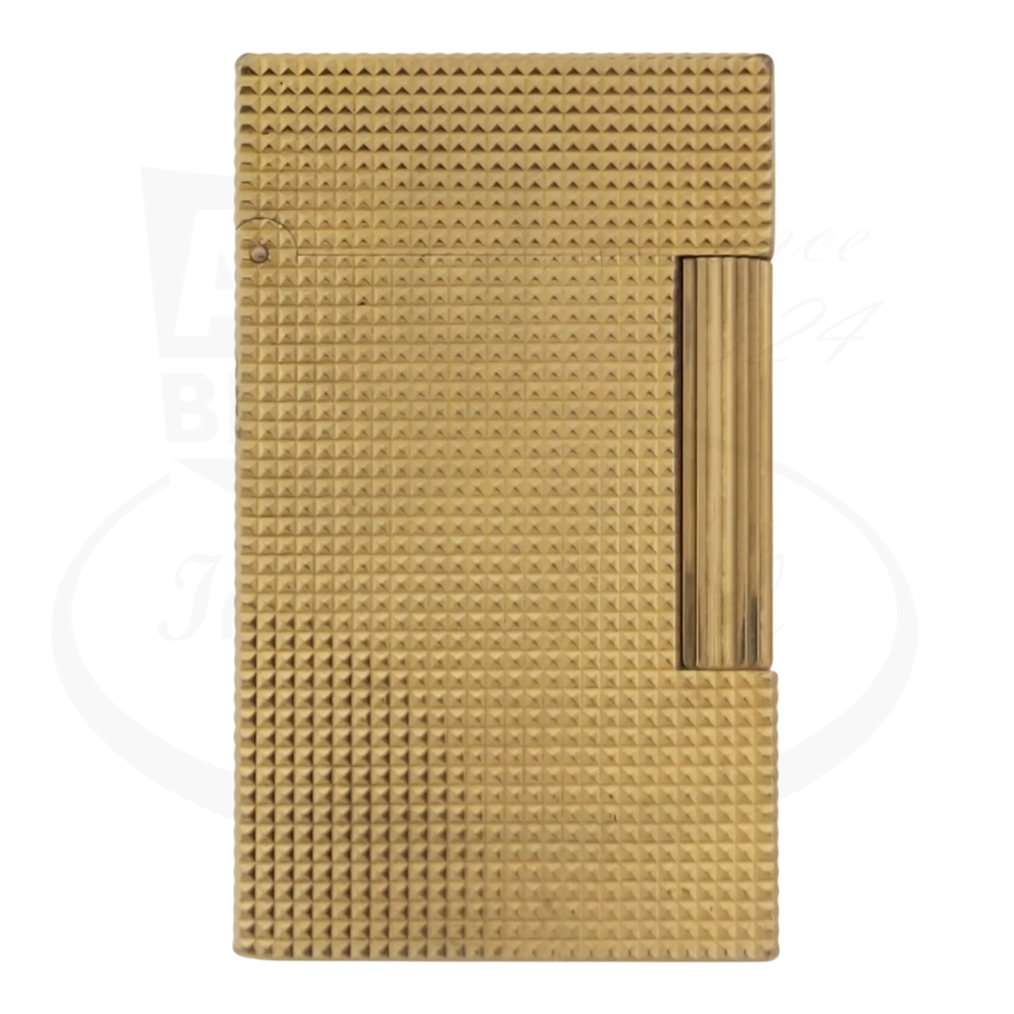 S.T. Dupont Ligne 2 016211 gold metal lighter with textured diamondhead pattern rectangular compact design