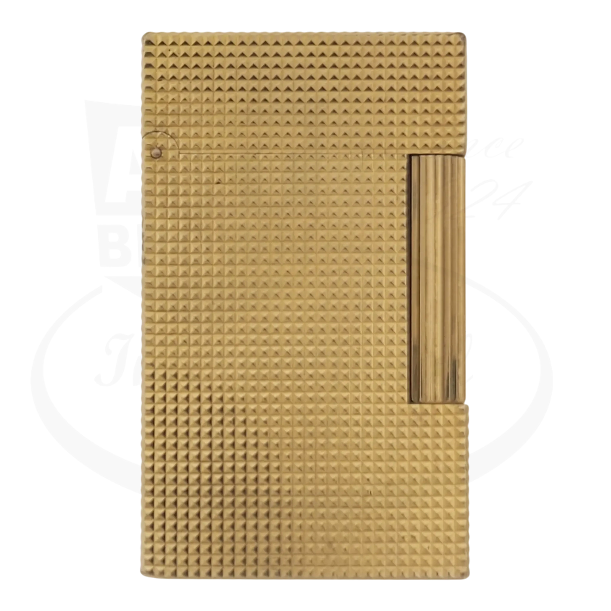 S.T. Dupont Ligne 2 016211 gold metal lighter with textured diamondhead pattern rectangular compact design