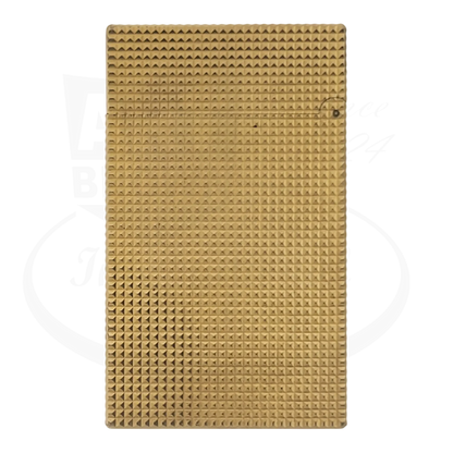 Vintage S.T. Dupont Ligne 2 016211 gold lighter with diamondhead textured metal surface preowned, seen from back