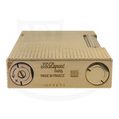 S.T. Dupont Ligne 2 016211 gold metal lighter with diamondhead pattern and engraved branding details