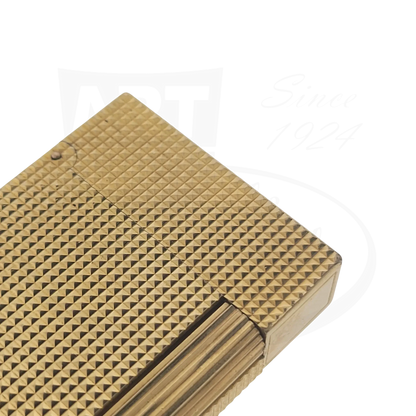 S.T. Dupont Ligne 2 016211 gold metal lighter with textured diamondhead pattern and cylindrical trigger design