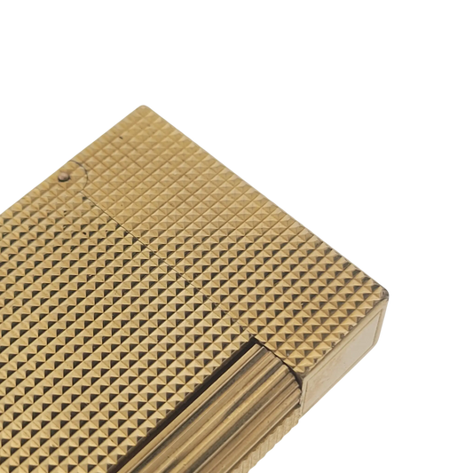 Preowned Vintage S.T. Dupont Ligne 2 Gold Diamondhead Lighter, 016211