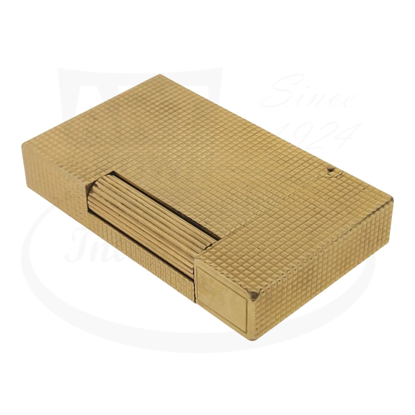 S.T. Dupont Ligne 2 016211 gold metal lighter with diamondhead textured pattern, rectangular slim design