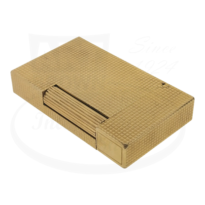 S.T. Dupont Ligne 2 016211 gold metal lighter with diamondhead textured pattern, rectangular slim design