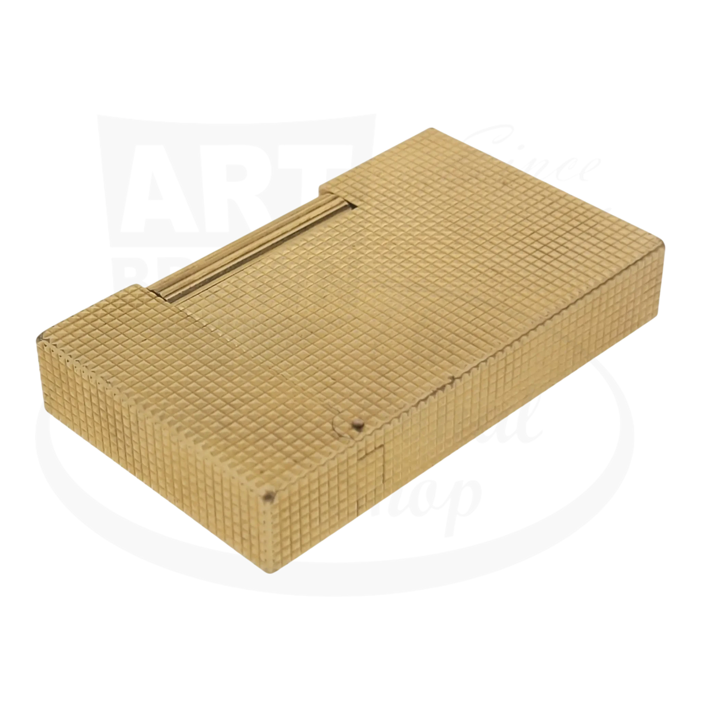 S.T. Dupont Ligne 2 016211 gold metal vintage lighter with diamondhead textured surface rectangular shape