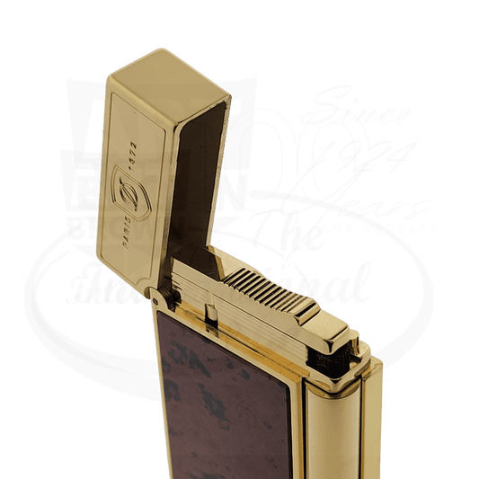 S.T. Dupont Limited Edition Ligne 2 Haute Creation Yellow Gold Obsidian Mahogany Lighter, 016249