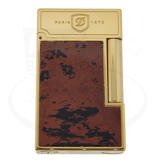 S.T. Dupont Limited Edition Ligne 2 Haute Creation Yellow Gold Obsidian Mahogany Lighter, 016249
