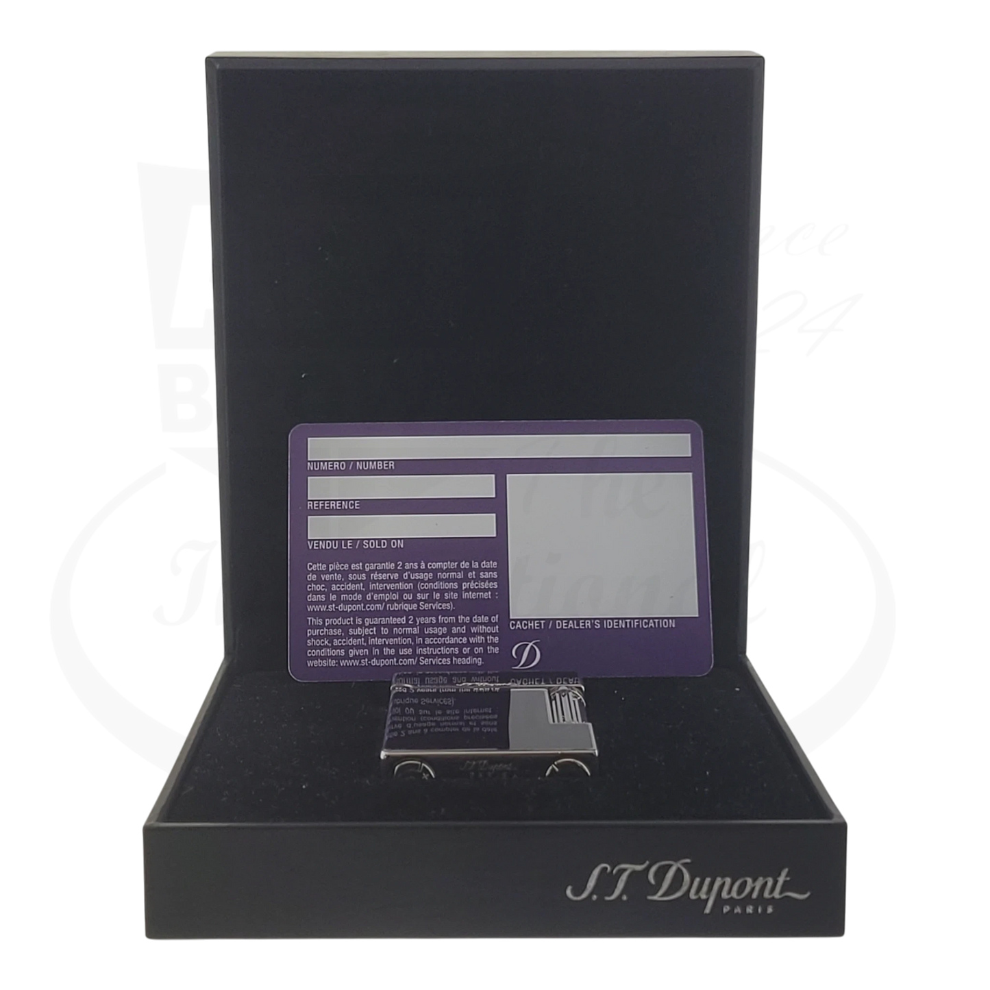 S.T. Dupont Ligne 2 Montparnasse 016296-D3 black lacquer and palladium lighter with original box and paperwork