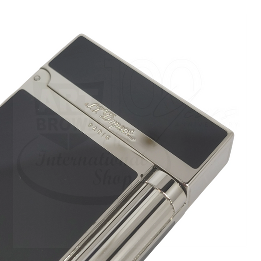 Preowned S.T. Dupont Ligne 2 Montparnasse Black Chinese Lacquer & Palladium Lighter, 016296-D3