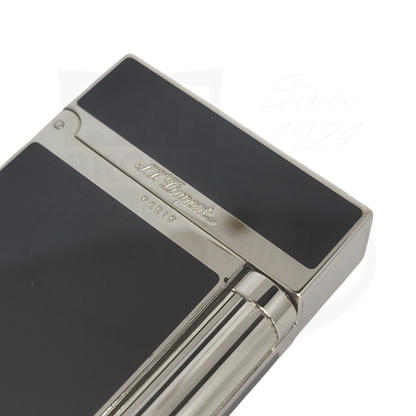 Preowned S.T. Dupont Ligne 2 Montparnasse 016296-D3 black lacquer and palladium lighter with surface scratches