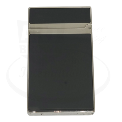 Preowned S.T. Dupont Ligne 2 Montparnasse 016296-D3 black lacquer and palladium lighter with sleek rectangular design