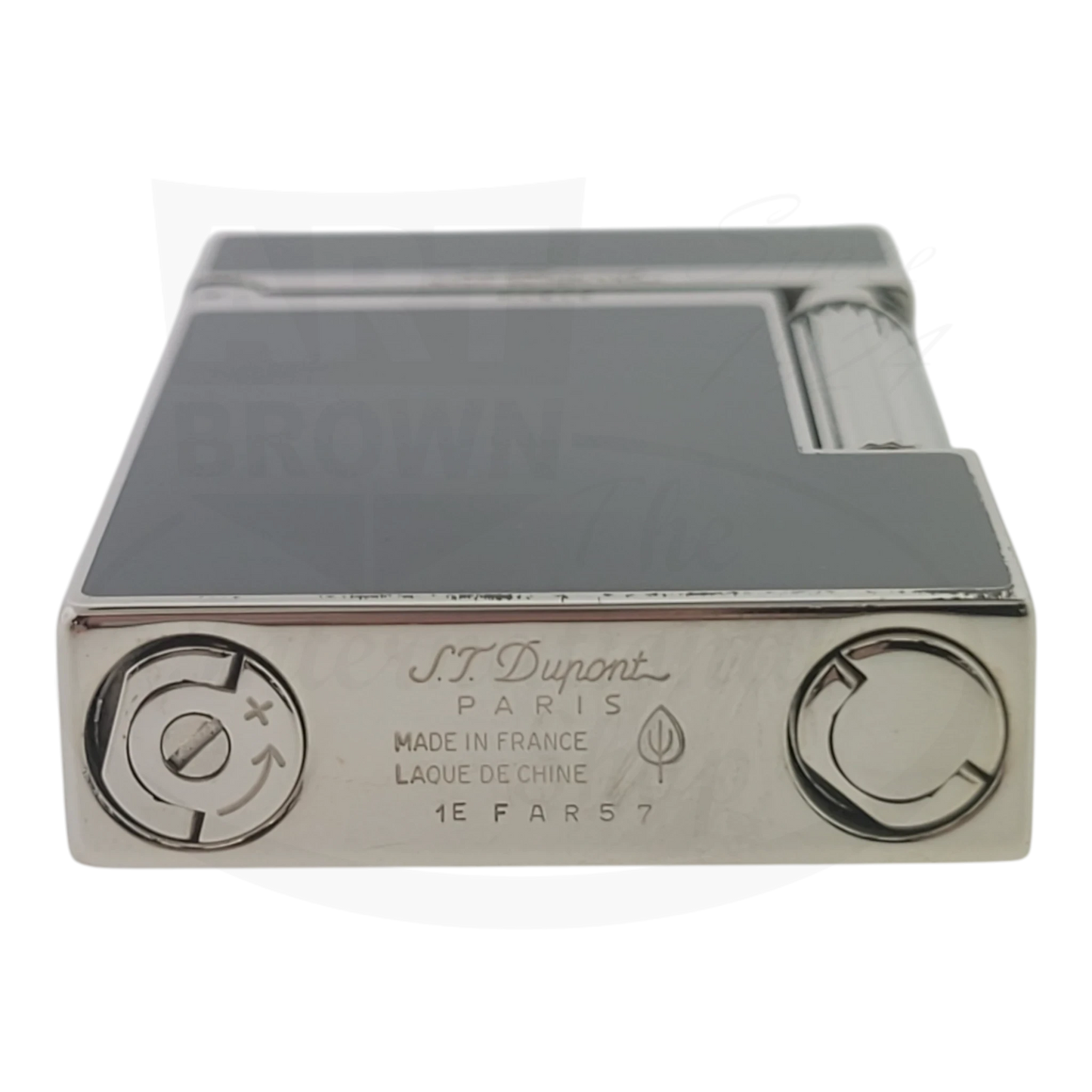 S.T. Dupont Ligne 2 Montparnasse 016296-D3 black Chinese lacquer and palladium lighter side view with engravings