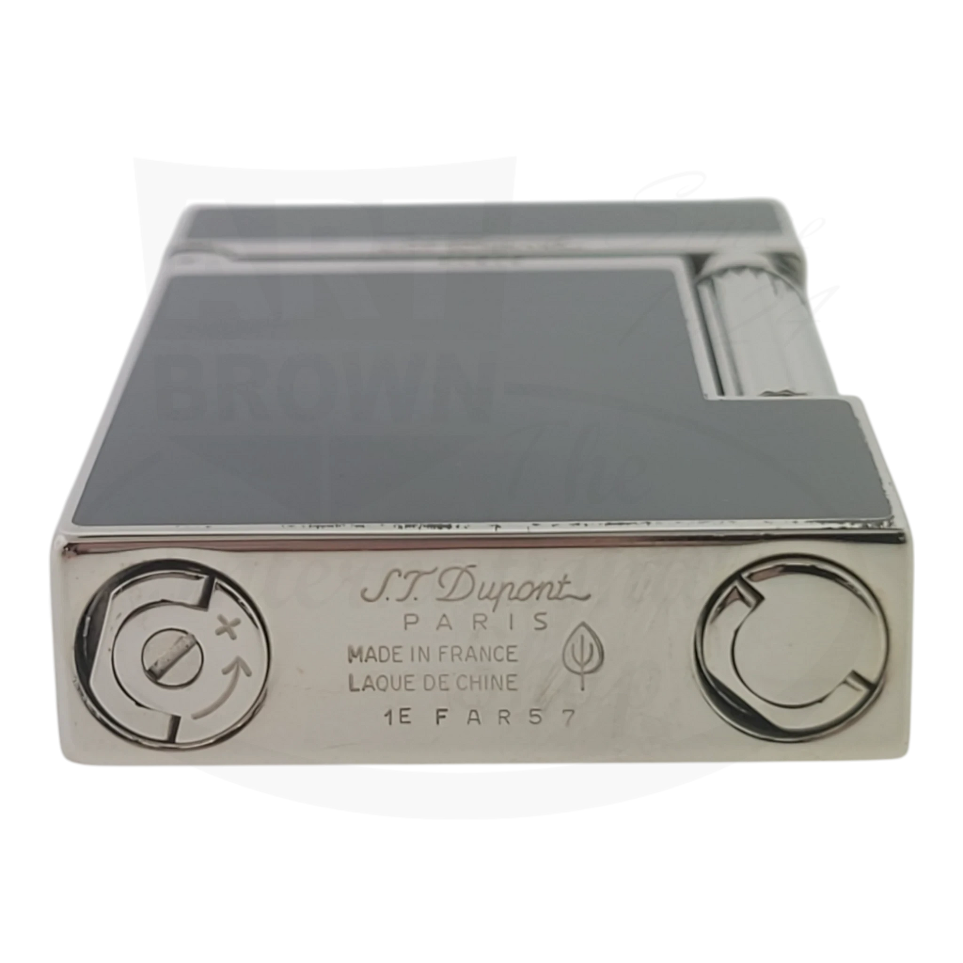 S.T. Dupont Ligne 2 Montparnasse 016296-D3 black Chinese lacquer and palladium lighter side view with engravings