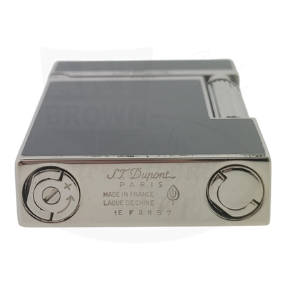 S.T. Dupont Ligne 2 Montparnasse 016296-D3 black Chinese lacquer and palladium lighter side view with engravings