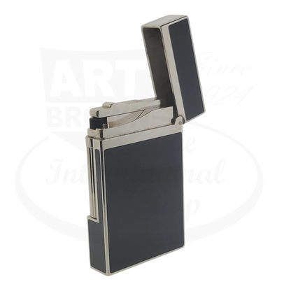 S.T. Dupont Ligne 2 Montparnasse 016296-D3 black Chinese lacquer palladium lighter with open lid, rectangular shape