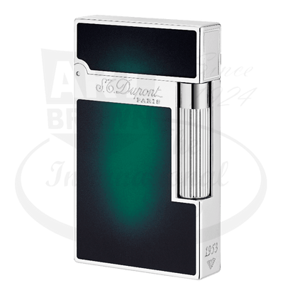 S.T. Dupont Ligne 2 Atelier Lighter 016303 natural lacquer palladium sunburst green sleek rectangular design