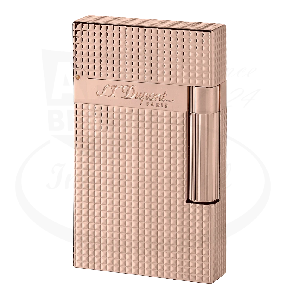 S.T. Dupont ligne 2 cigar lighter with rose gold diamond head guilloche finish 
