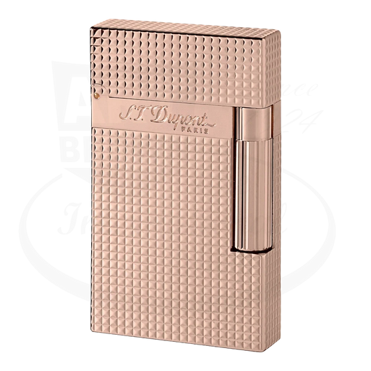 S.T. Dupont ligne 2 cigar lighter with rose gold diamond head guilloche finish 