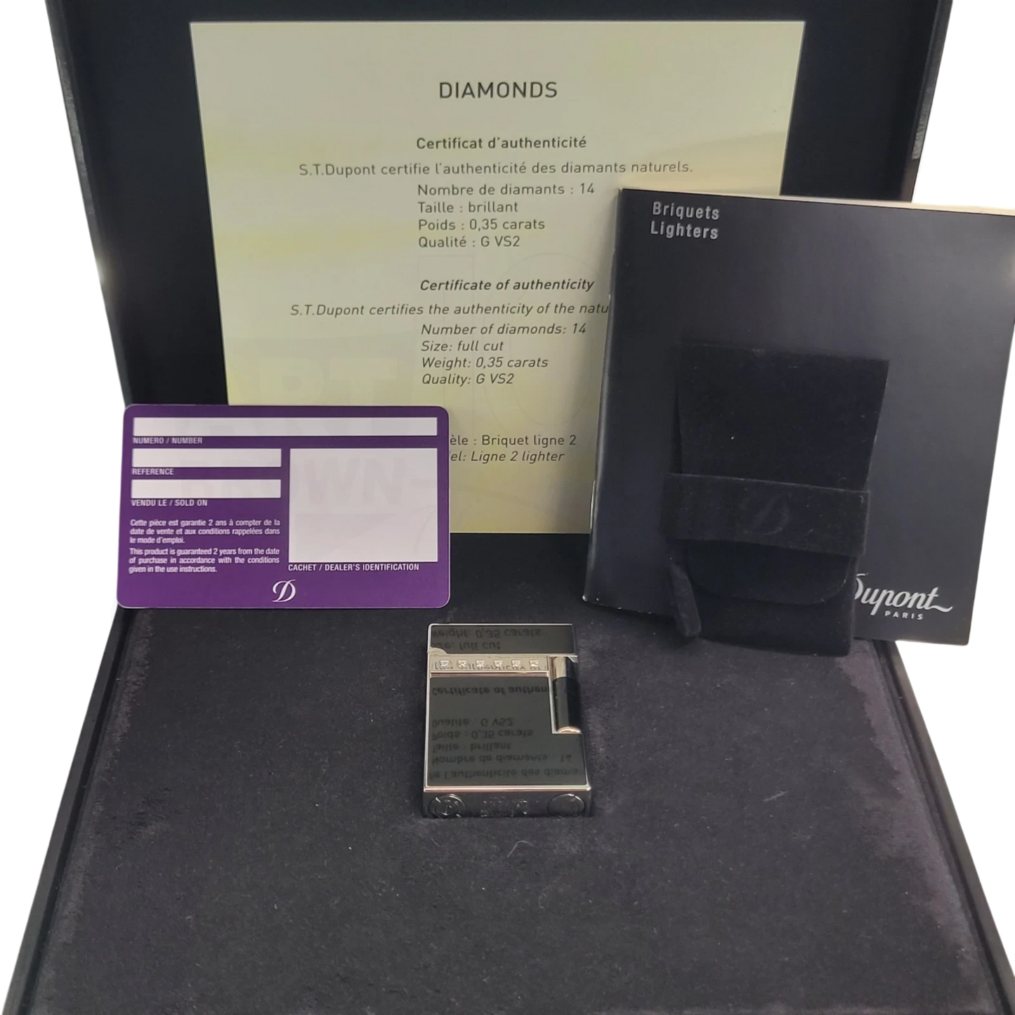 S.T. Dupont Limited Edition Ligne 2 Black & Palladium Diamond Drops v2 Lighter, 016478-D1
