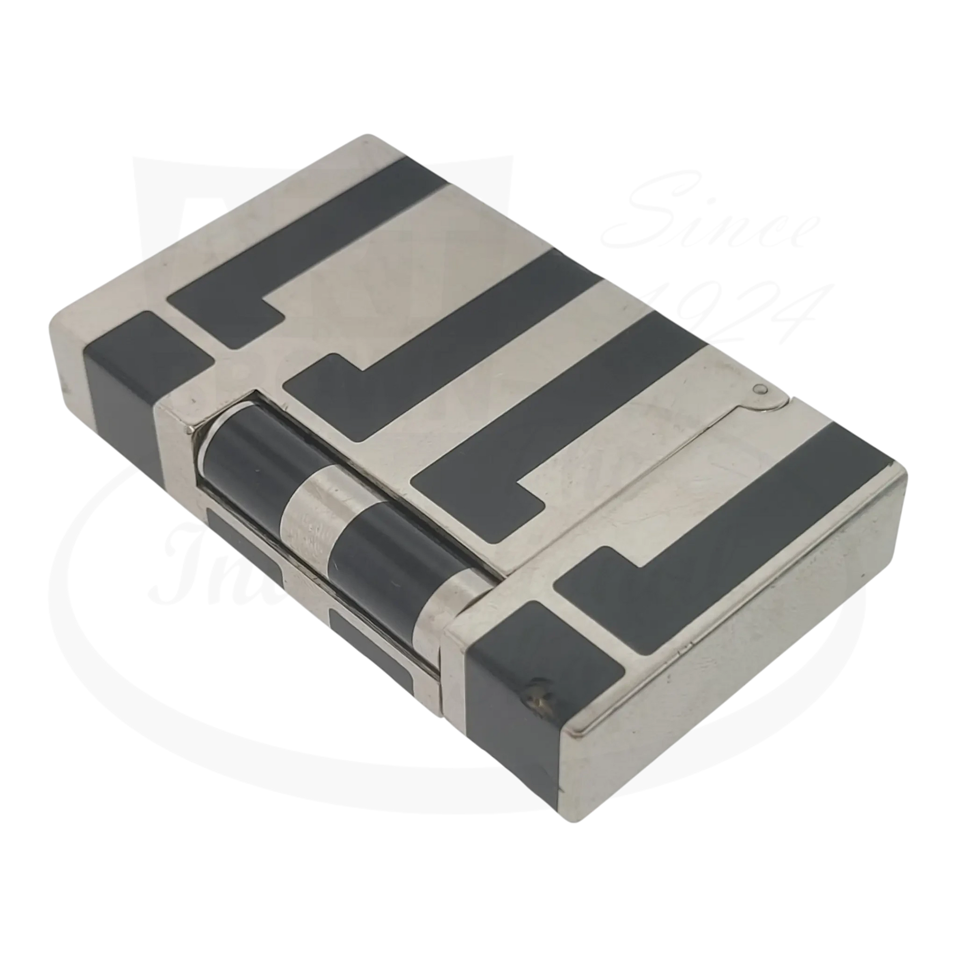 S.T. Dupont Ligne 2 016742 palladium and black lacquer lighter with visible dents and worn finish