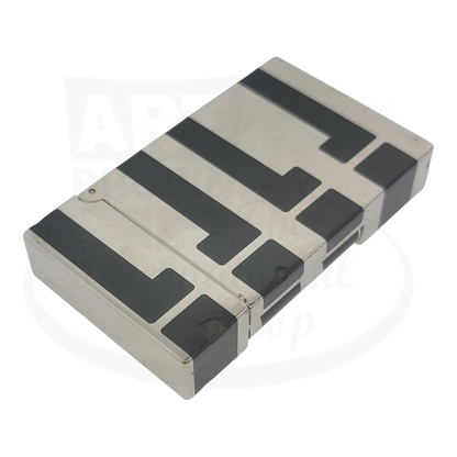 S.T. Dupont Ligne 2 016742 palladium and black lacquer lighter with geometric design and signs of wear