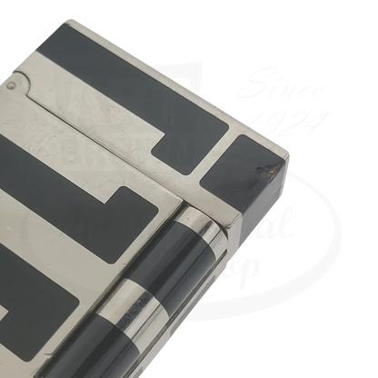 S.T. Dupont Ligne 2 016742 palladium and black lacquer lighter with visible chips and dents on lacquer finish