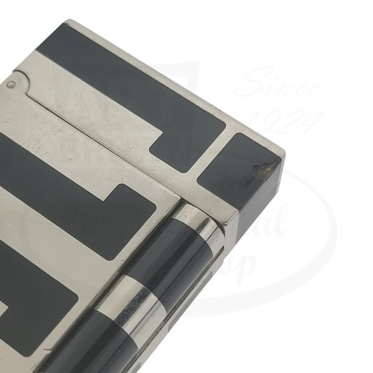 S.T. Dupont Ligne 2 016742 palladium and black lacquer lighter with visible chips and dents on lacquer finish